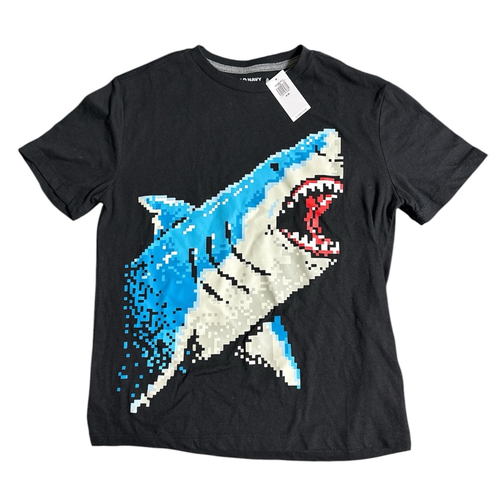 Kids pixelated great white shark T-shirt